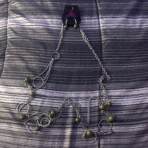 Elegant Silver and Green Necklace Set